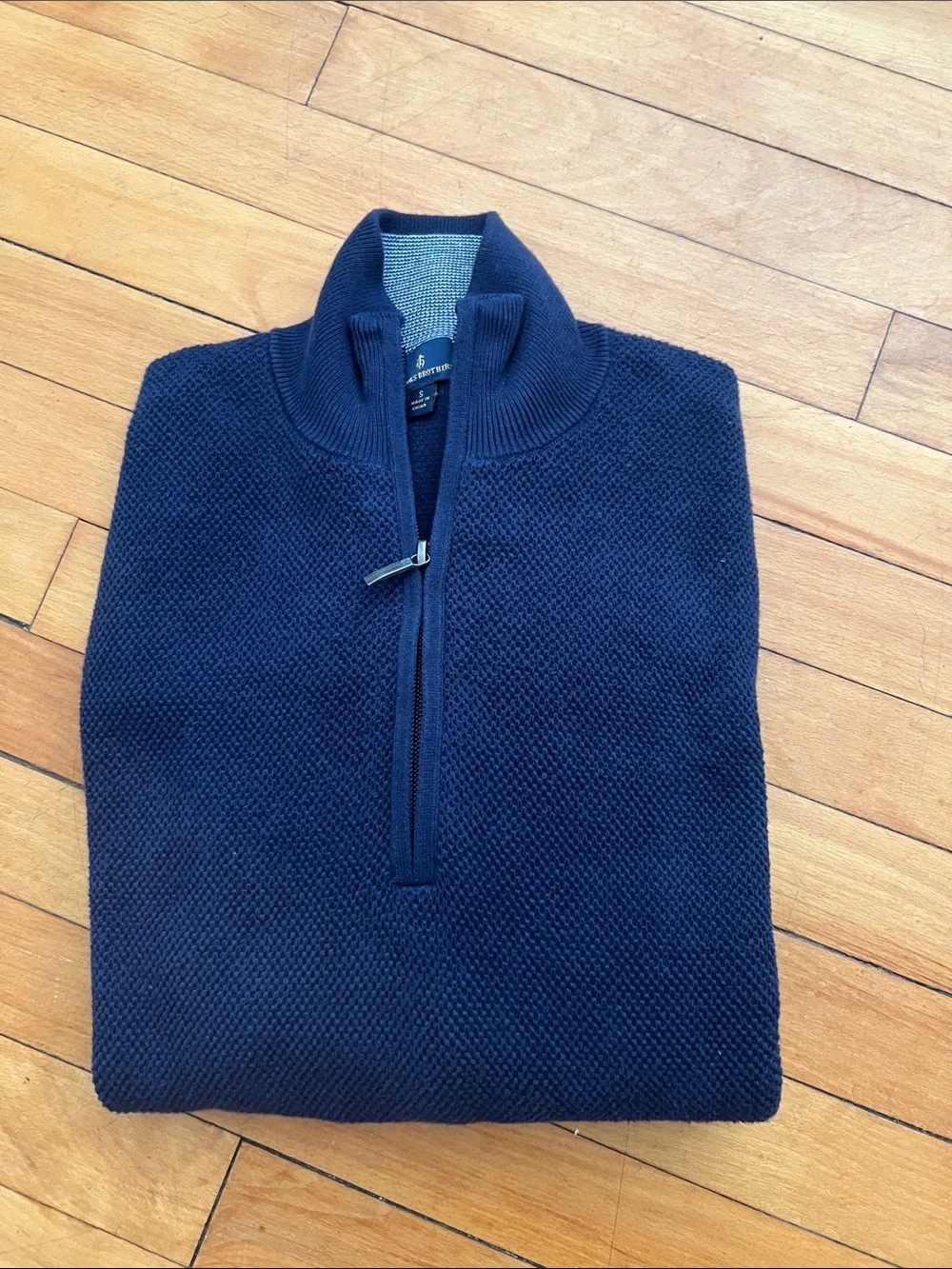 Brooks Brothers - Navy Quarter-Zip Textured Men’s Sweater. Size S